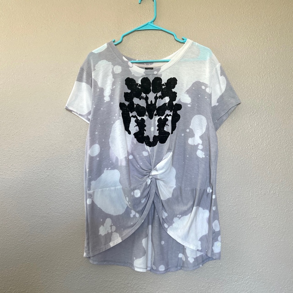 Handpainted rorschach ink blot Upcycled tie dye tunic shirt - XL